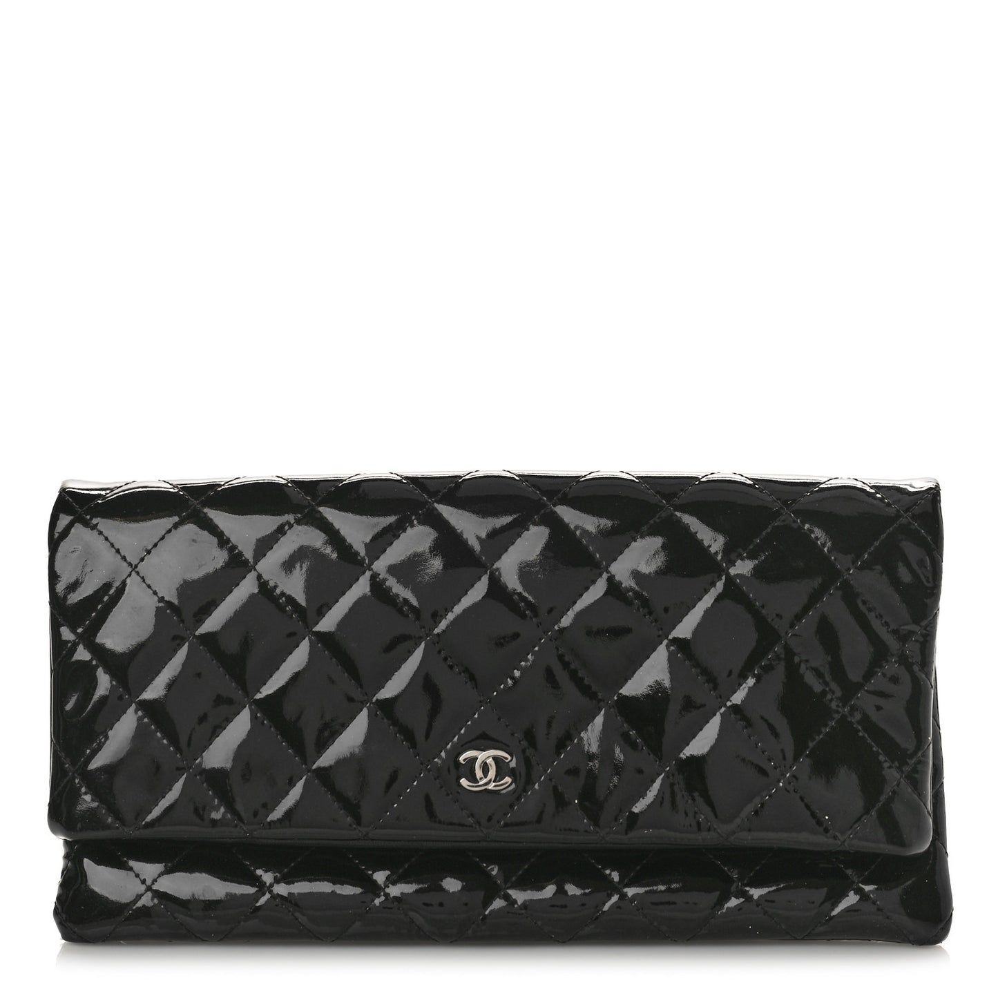 Patent Calfskin Quilted Beauty CC Clutch Black