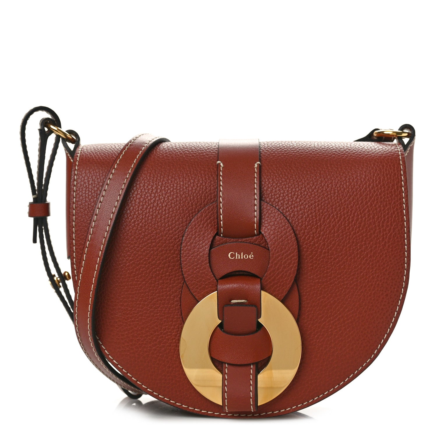 Chloe Grained Calfskin Small Darryl Saddle Crossbody Bag Sepia Brown 1 of 9