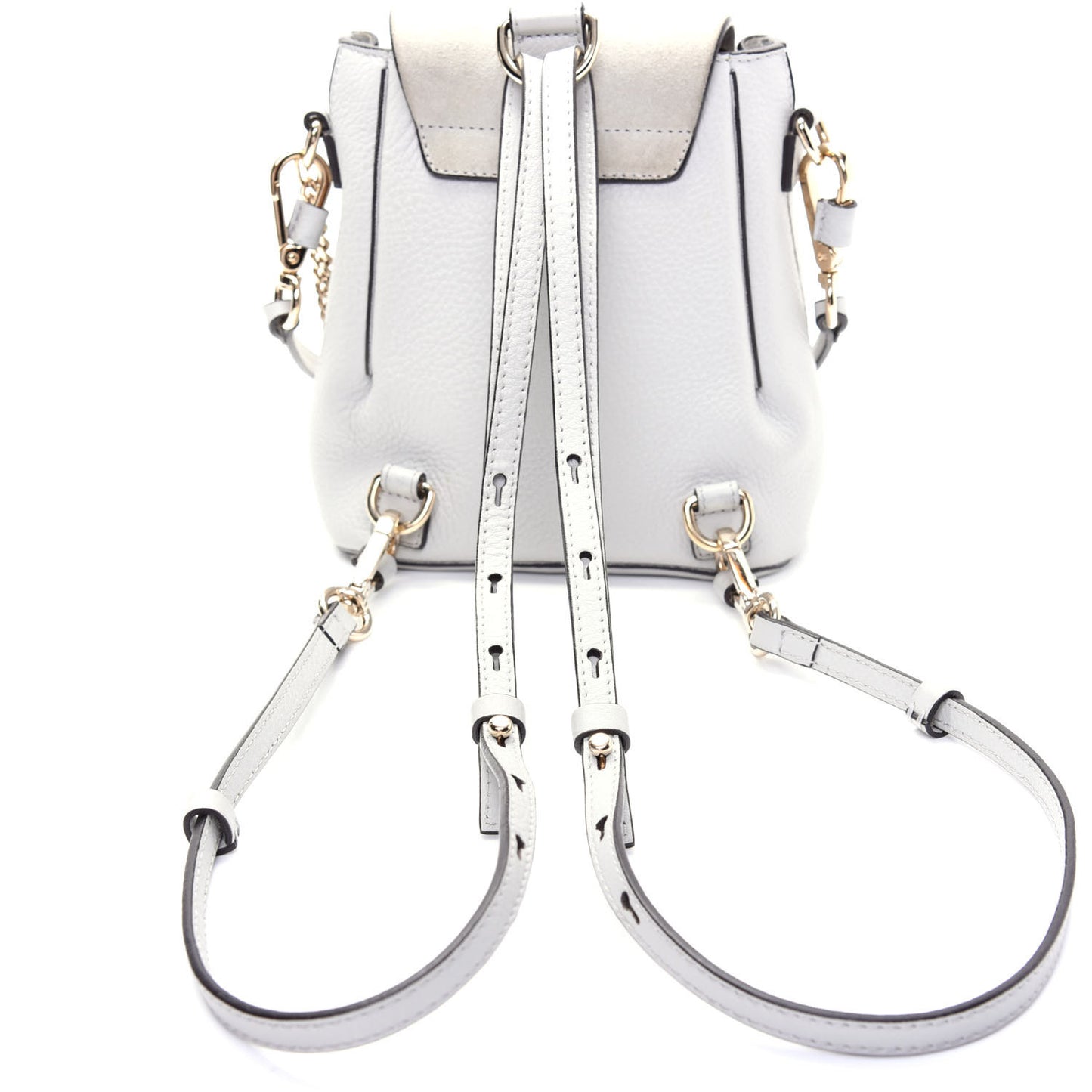 Suede Calfskin Mini Faye Backpack Airy Grey
