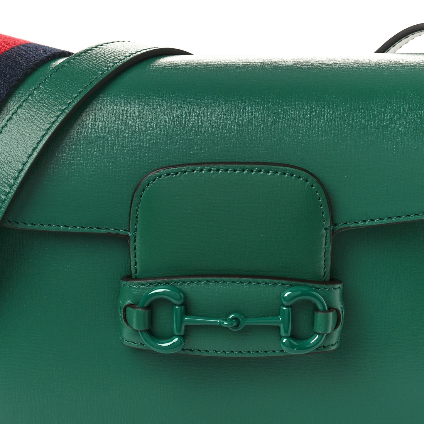 Azalea Calfskin Web Monochrome Horsebit 1955 Shoulder Bag Emerald