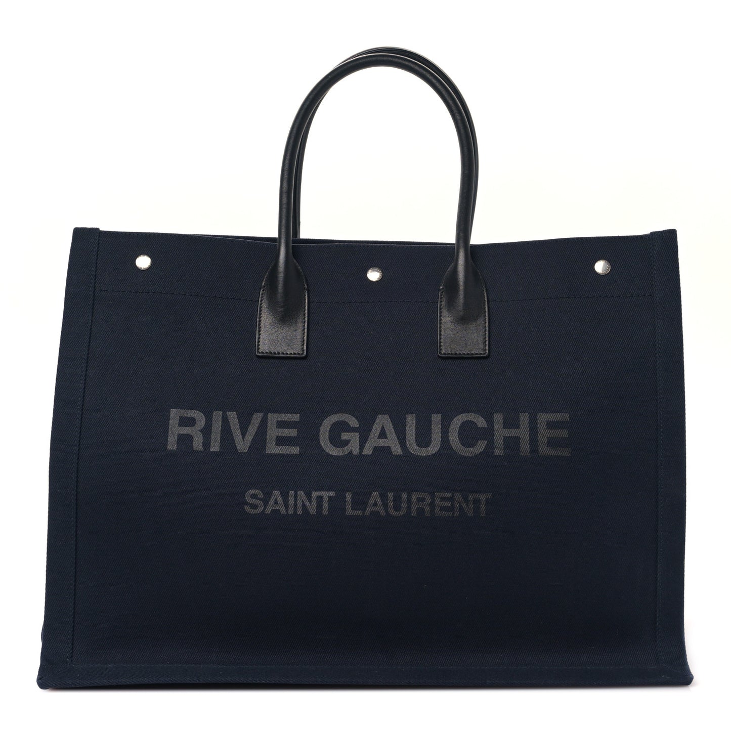 Linen Calfskin Rive Gauche Tote Navy