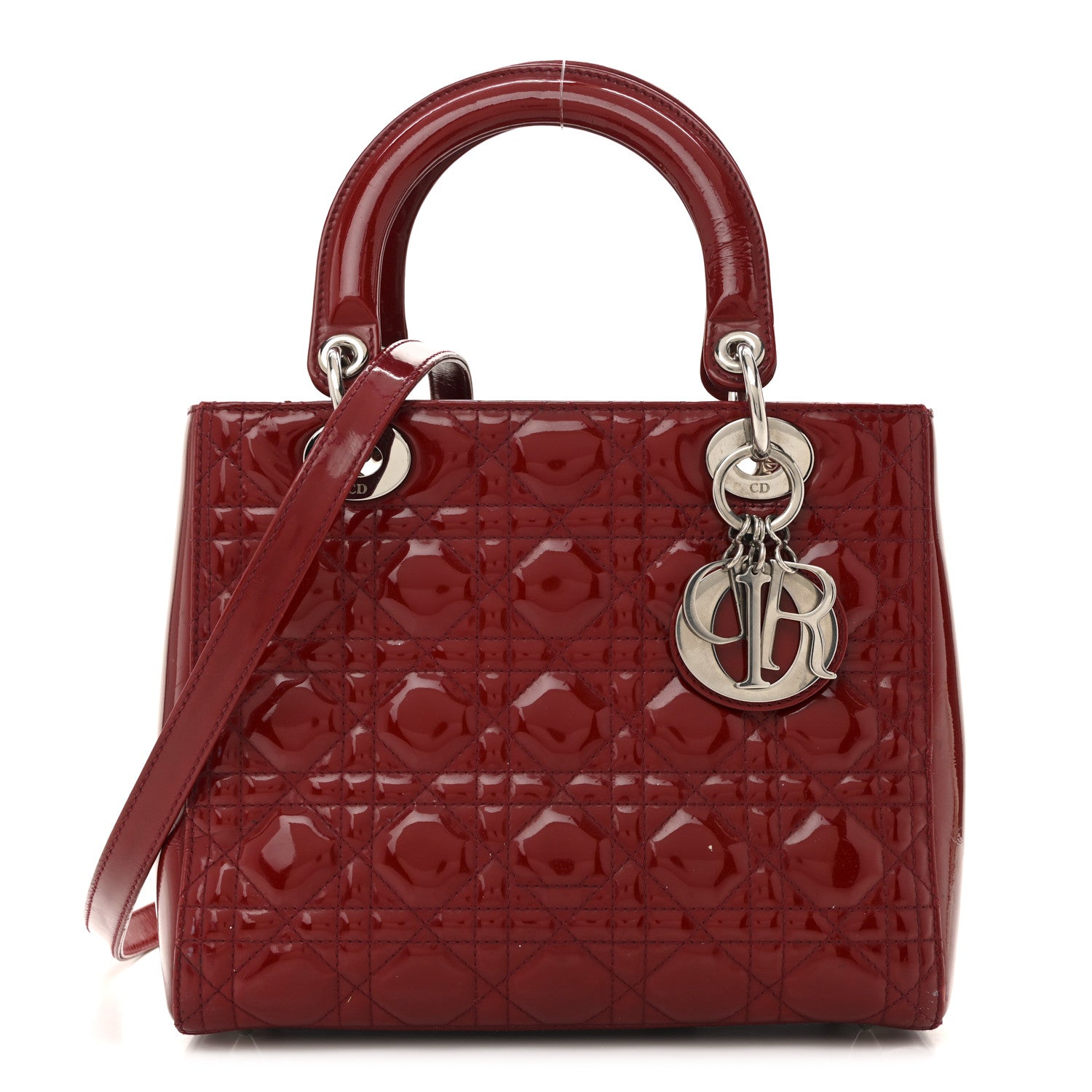ULTRA RARE Authentic Lady Dior Red Quileted Patent Leather Backpack Dior Red Cannage Quilted Patent Leather Mini Lady Dior Bag  main image 2