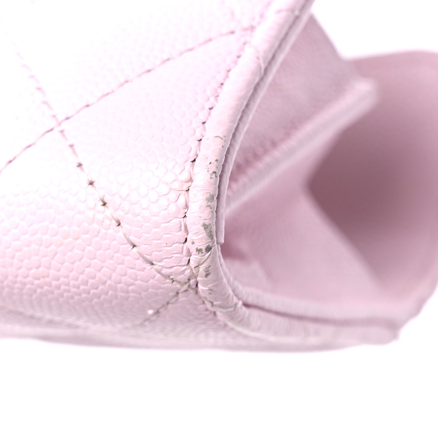 Caviar Quilted Flap Card Holder Wallet Light Pink