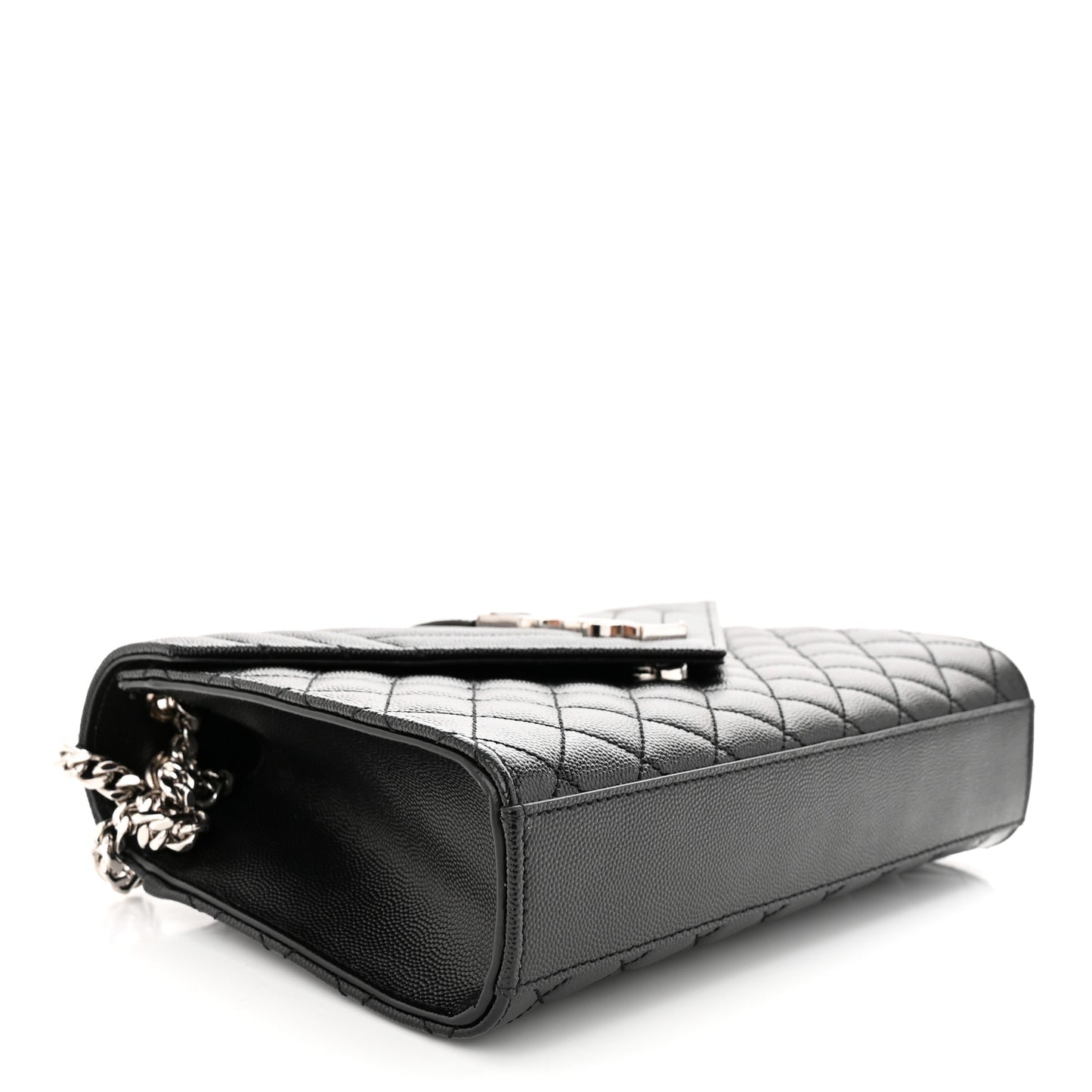 Grain De Poudre Textured Mixed Matelasse Triquilt Medium Monogram Satchel Black