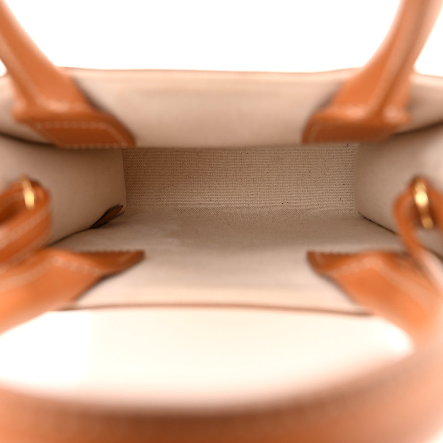 Canvas Calfskin Mini Vertical Cabas Natural Tan