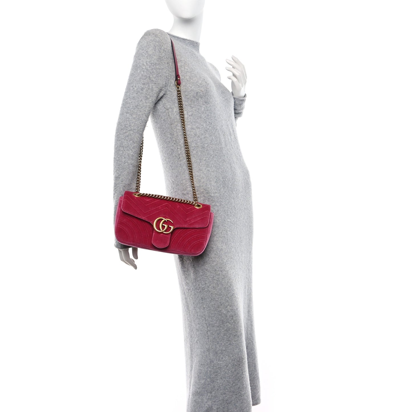 Velvet Matelasse Small GG Marmont Shoulder Bag Light Raspberry Rose