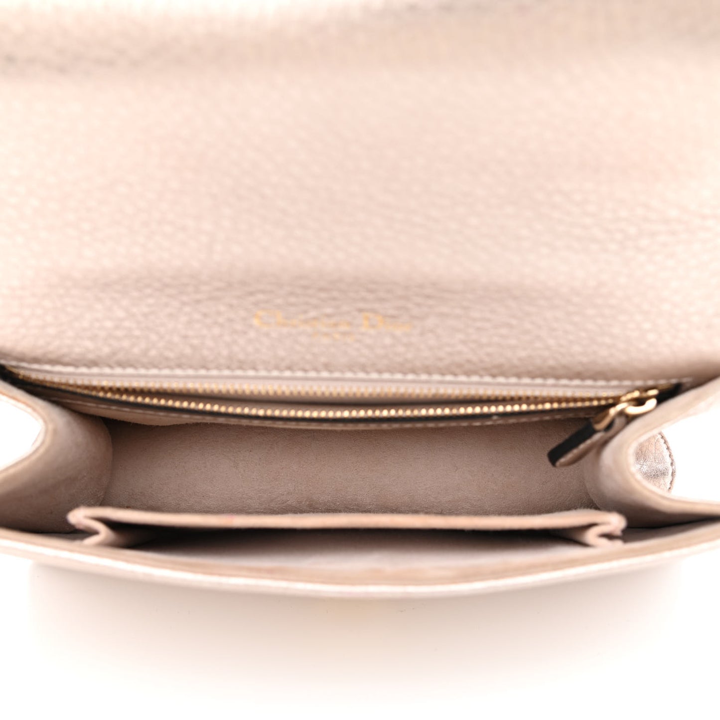 Metallic Grained Calfskin Small Diorama Flap Bag Copper