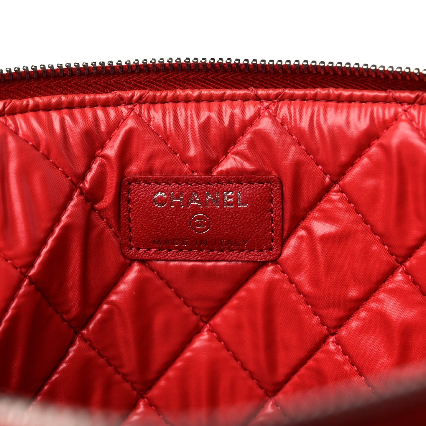Lambskin Quilted Large Cosmetic Case Red
