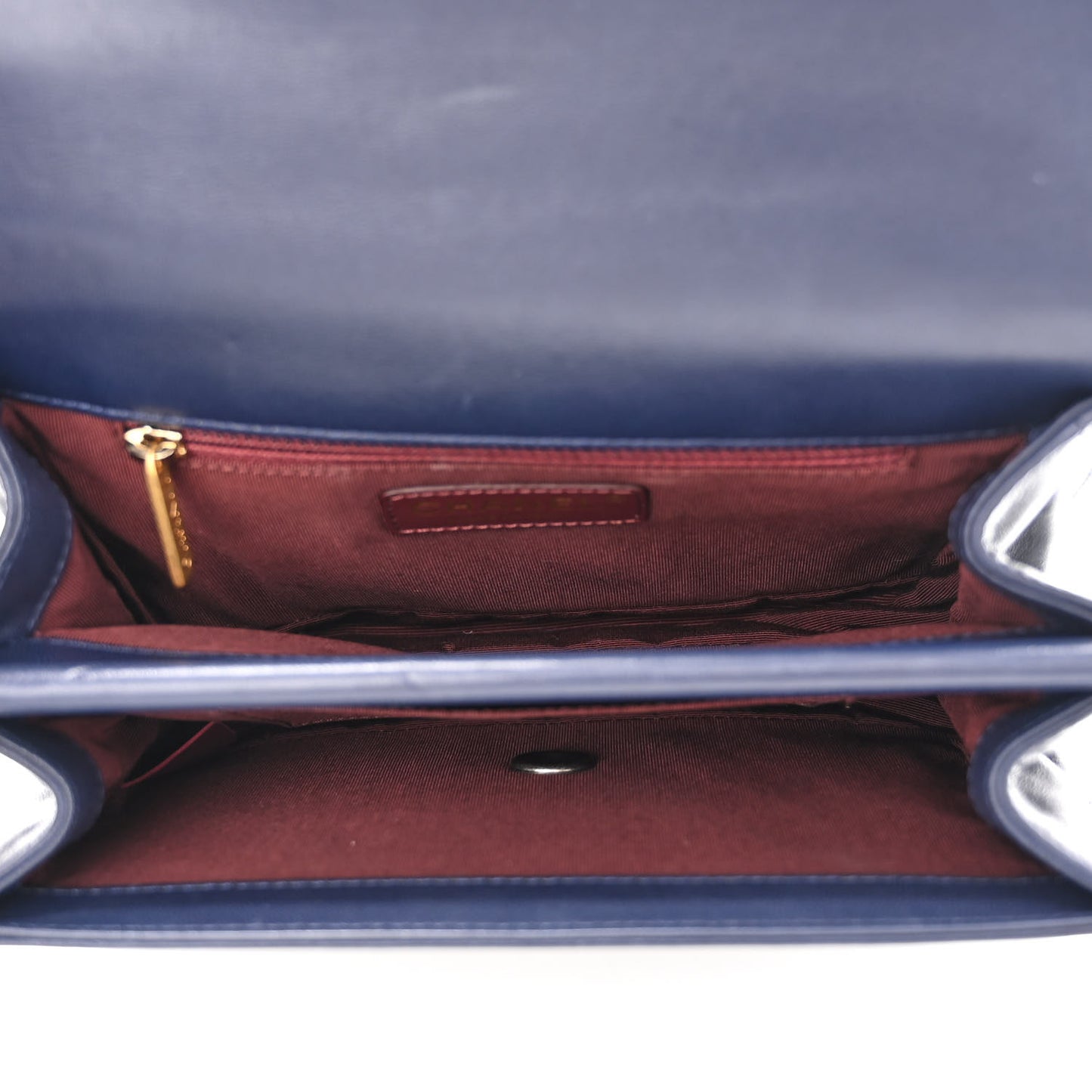 Lambskin Quilted Gold Metal Lock Flap Navy