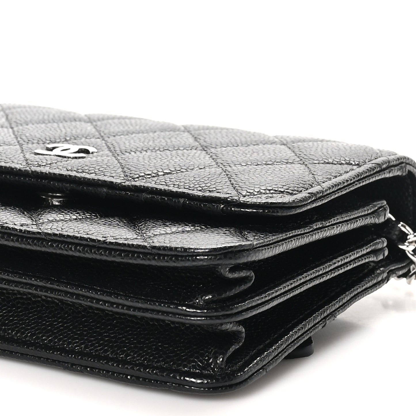 Caviar Quilted Mini Wallet On Chain WOC Black