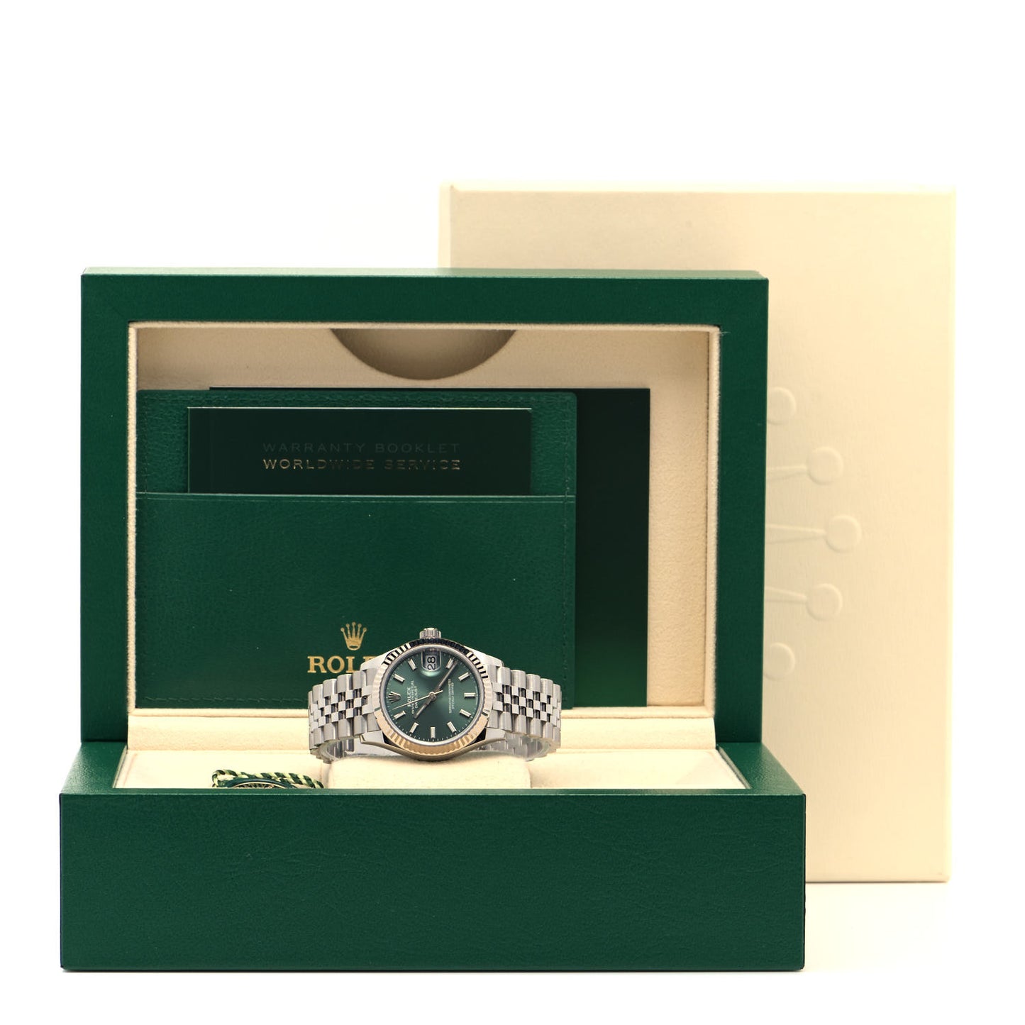 Stainless Steel 18K White Gold 31mm Oyster Perpetual Datejust Watch Mint Green 278274
