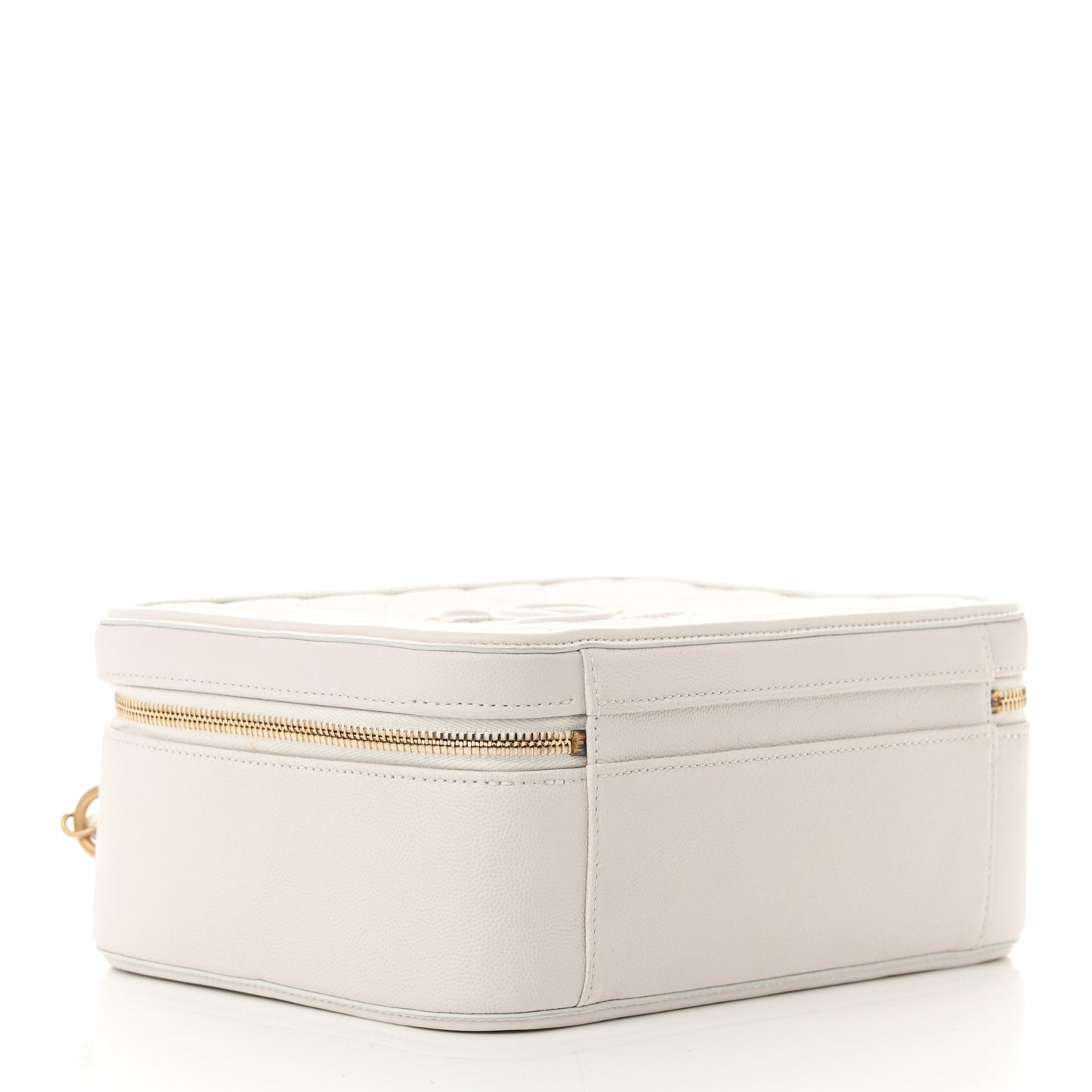 Caviar Quilted Large CC Filigree Vanity Case White