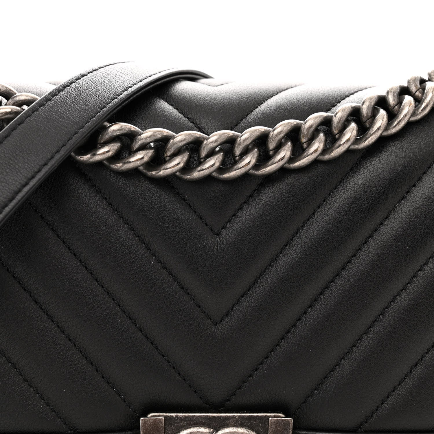 Chanel Lambskin Chevron Quilted Medium Boy Flap Black 8 of 11