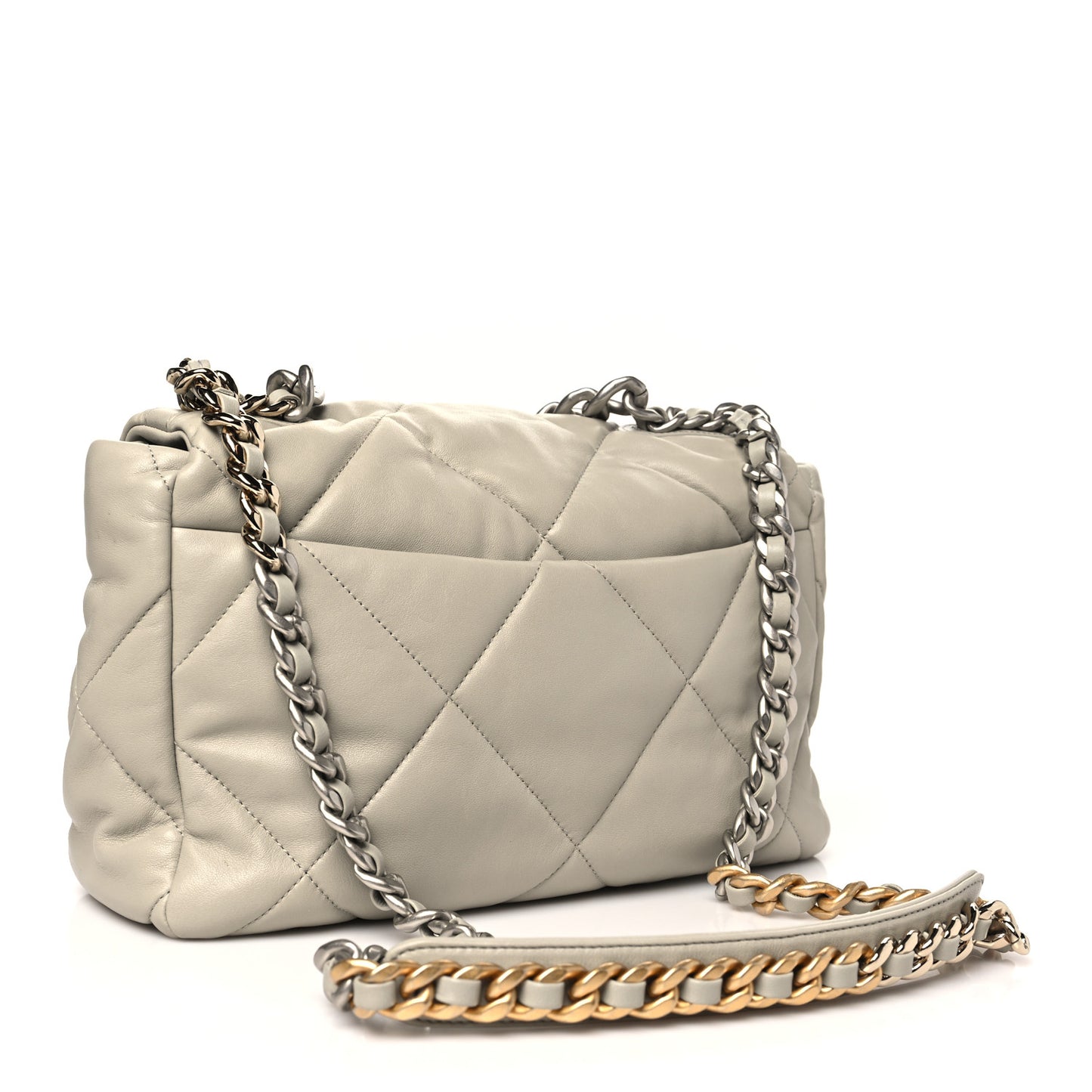 Lambskin Quilted Large Chanel 19 Flap Grey