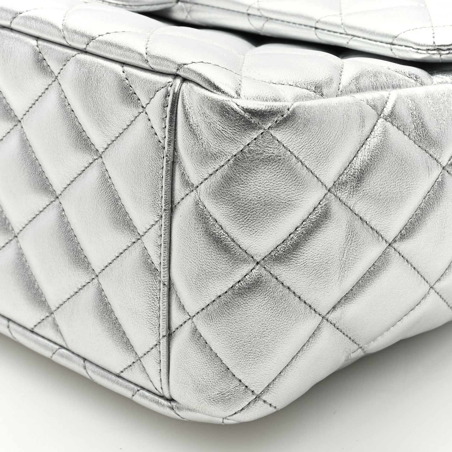Chanel Metallic Lambskin Quilted XXL Travel Flap Bag Silver 9 of 9