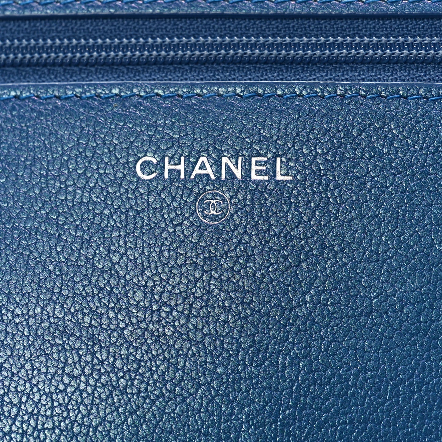 Iridescent Goatskin Quilted Boy Wallet On Chain WOC Blue