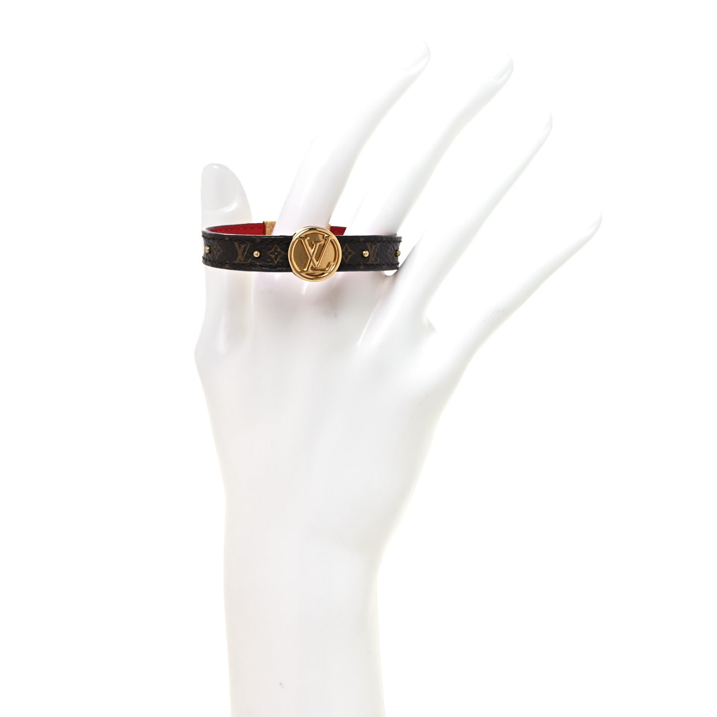Monogram LV Circle Reversible Bracelet 17 Red