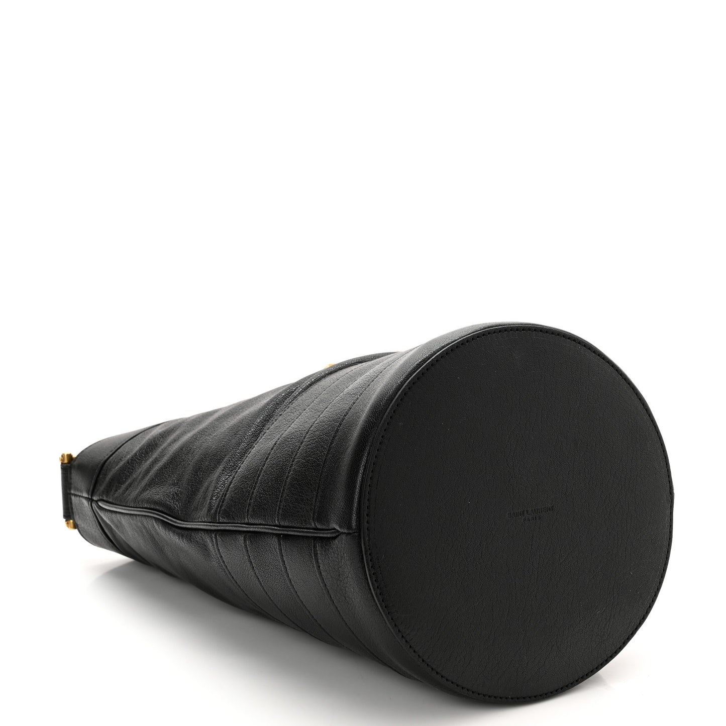 Lambskin Seau Fermoir Bucket Bag Black
