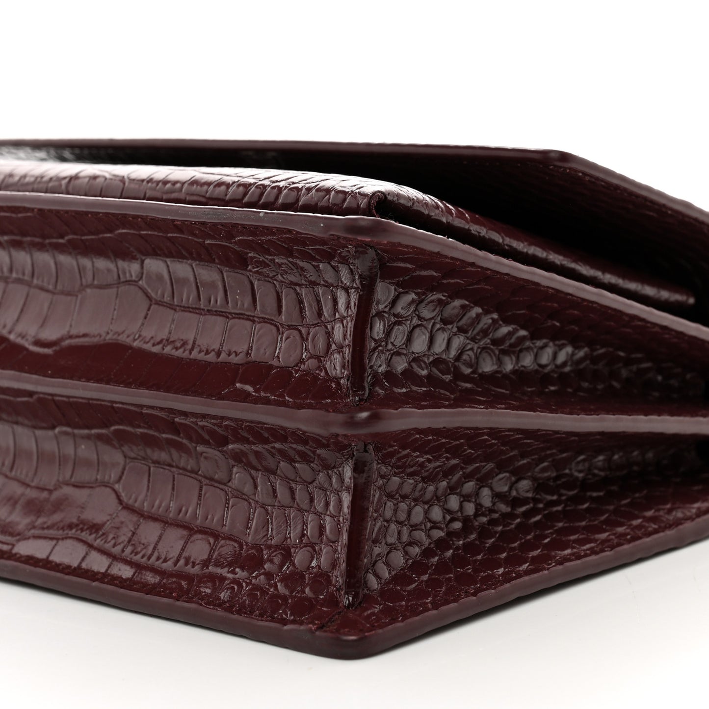 Calfskin Crocodile Embossed Medium Monogram Sunset Rouge Legion