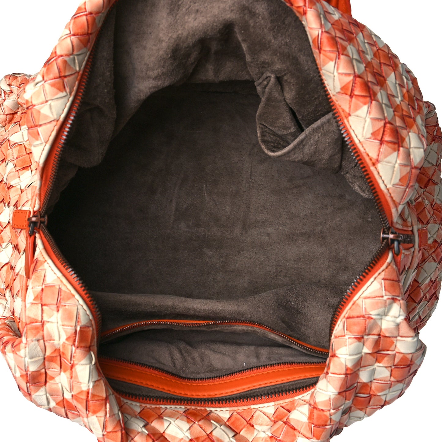 Nappa Intrecciato Gingham Boston White Orange