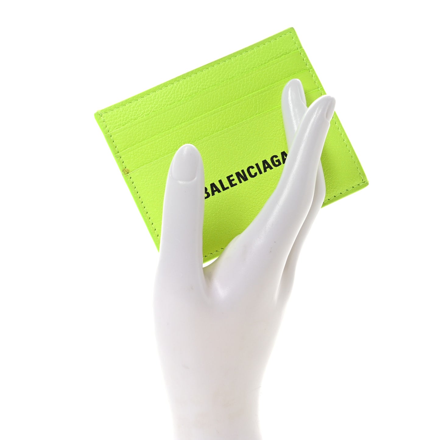 Grained Calfskin Logo Cash Card Holder Fluo Yellow Black