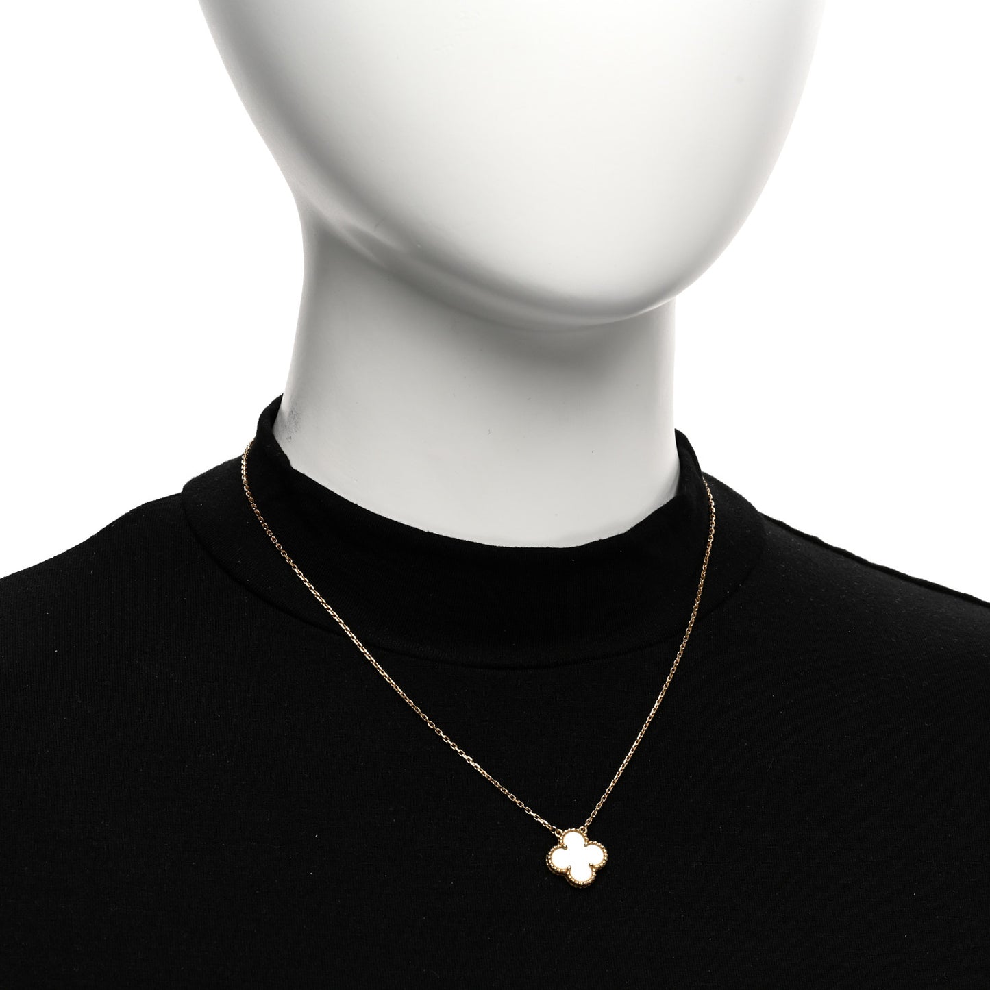 18K Yellow Gold Mother of Pearl Vintage Alhambra Pendant Necklace