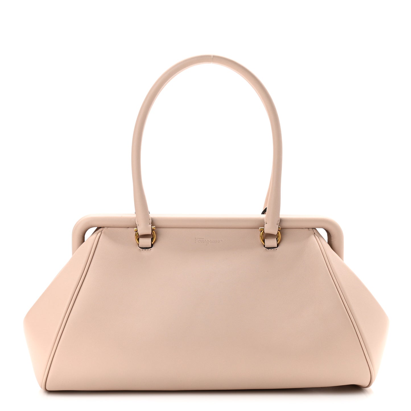 Calfskin Frame Satchel Light Pink
