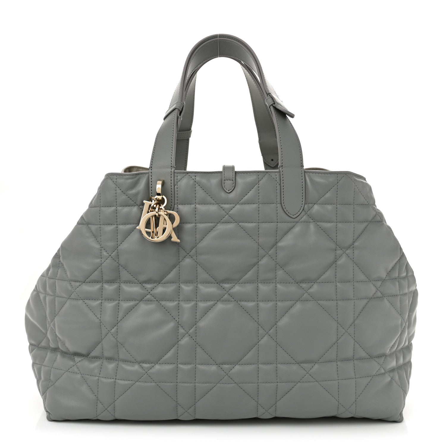 Christian Dior Calfskin Macrocannage Large Toujours Stone Grey