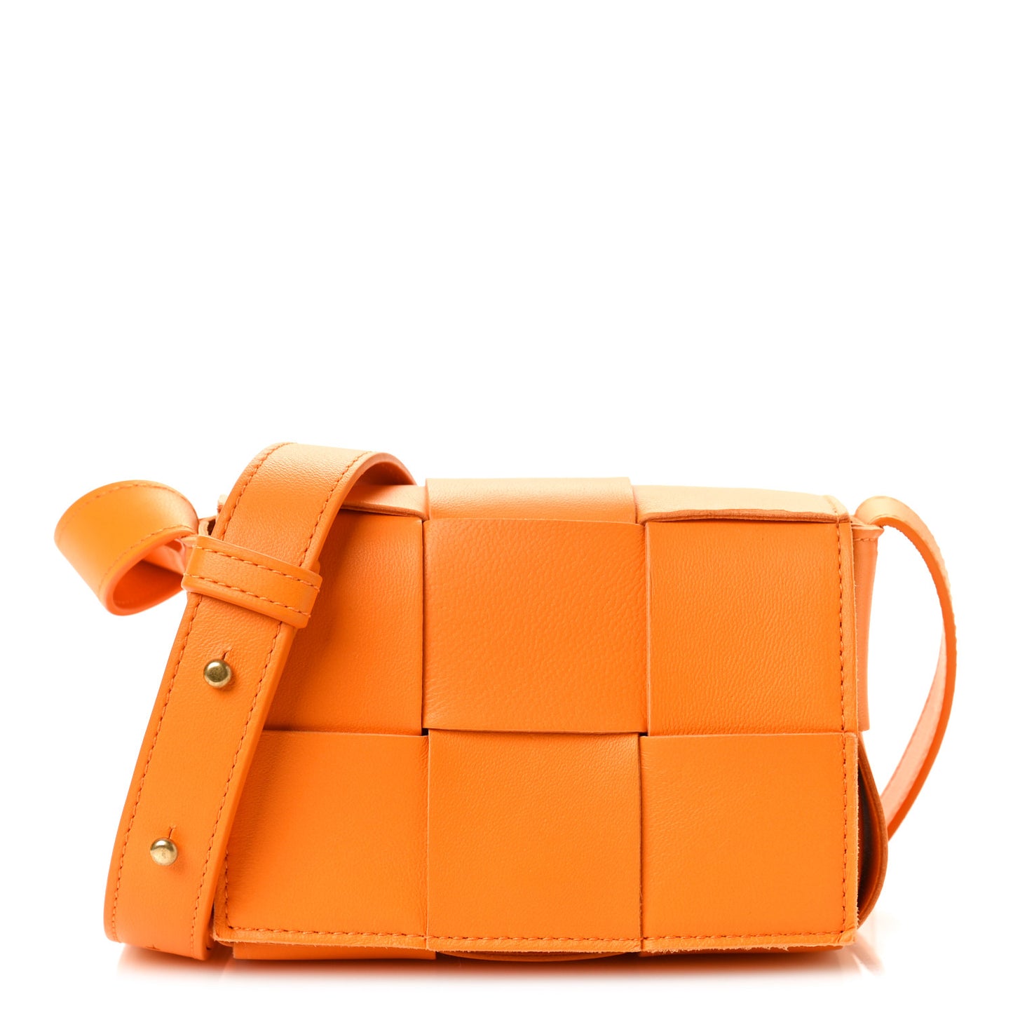 Lambskin Maxi Intrecciato Extra Mini Cassette Crossbody Bag Tangerine