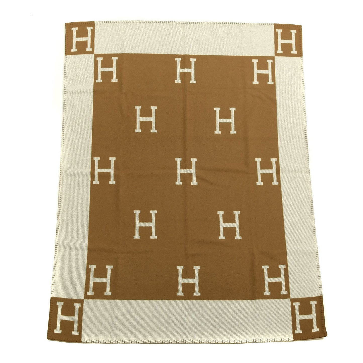 Wool Cashmere Avalon Blanket Ecru Camel