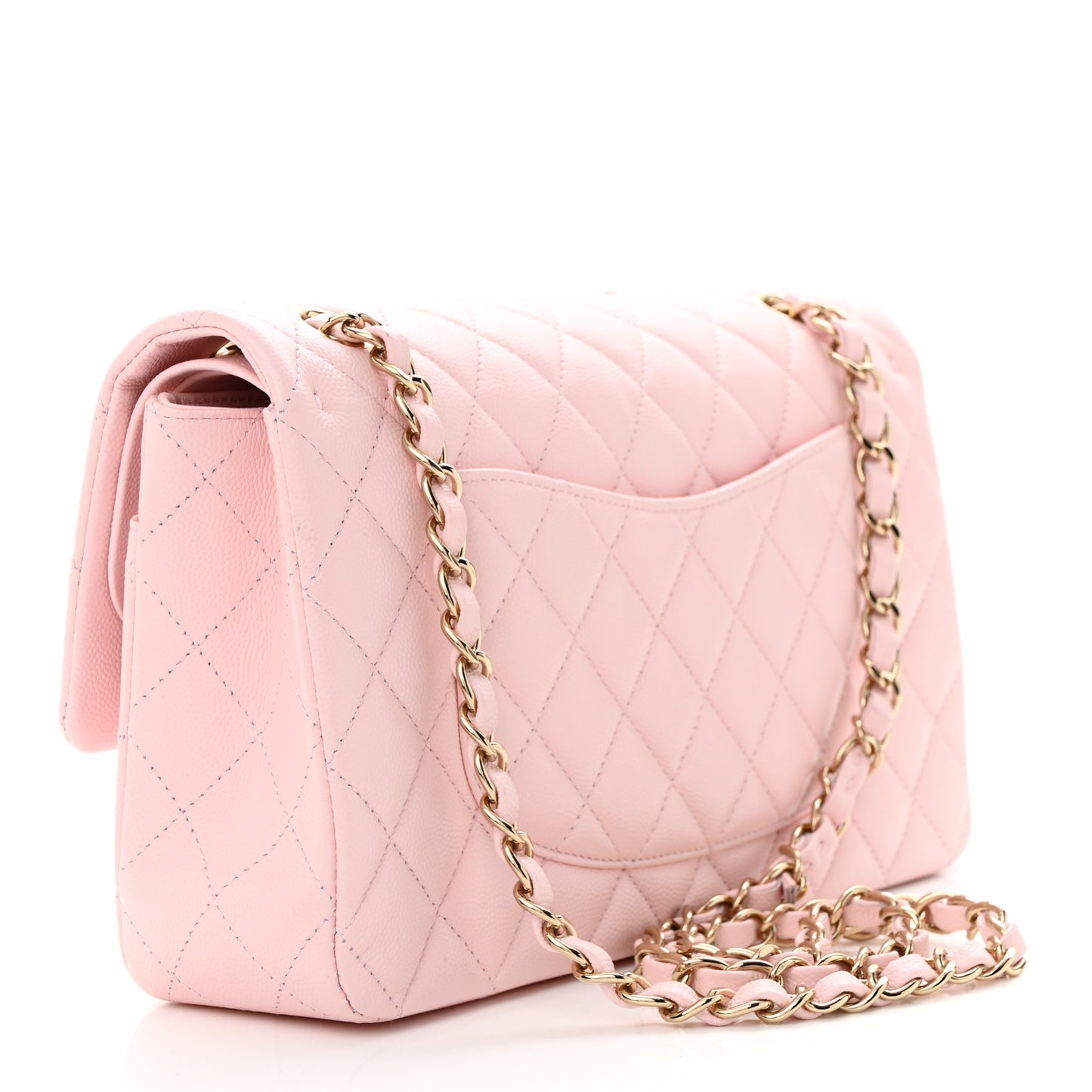 Caviar Quilted Medium Double Flap Light Pink