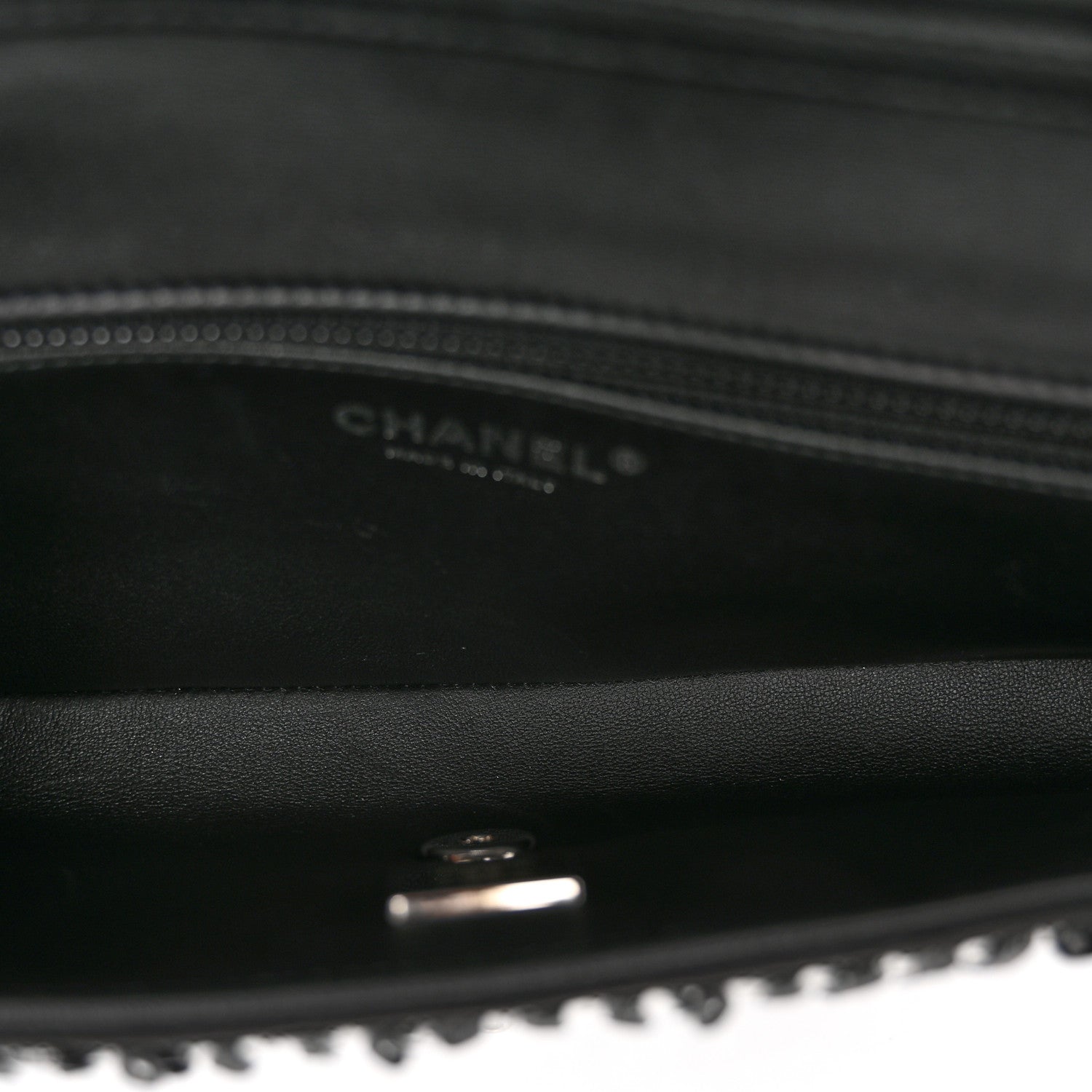 Chanel Sequin Quilted Pearl CC Flap Clutch Black 5 of 11