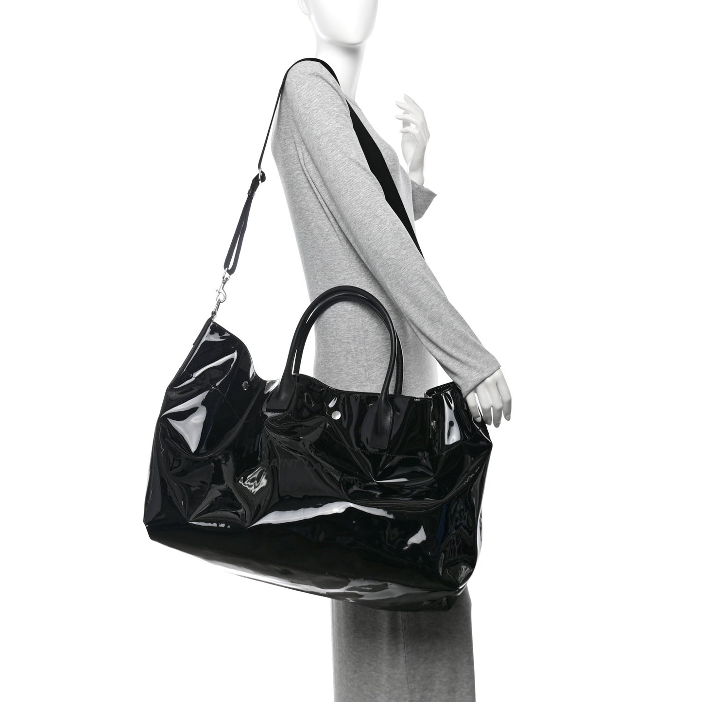 Patent Calfskin Rive Gauche Maxi Tote Black