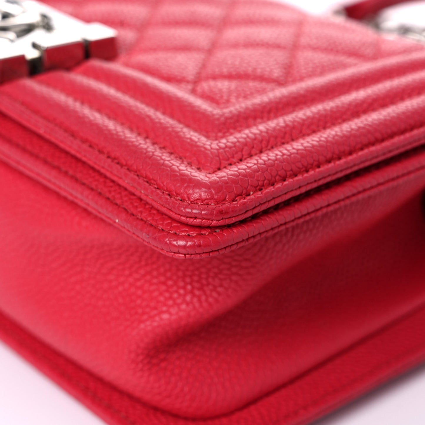 Caviar Quilted Small Boy Flap Red