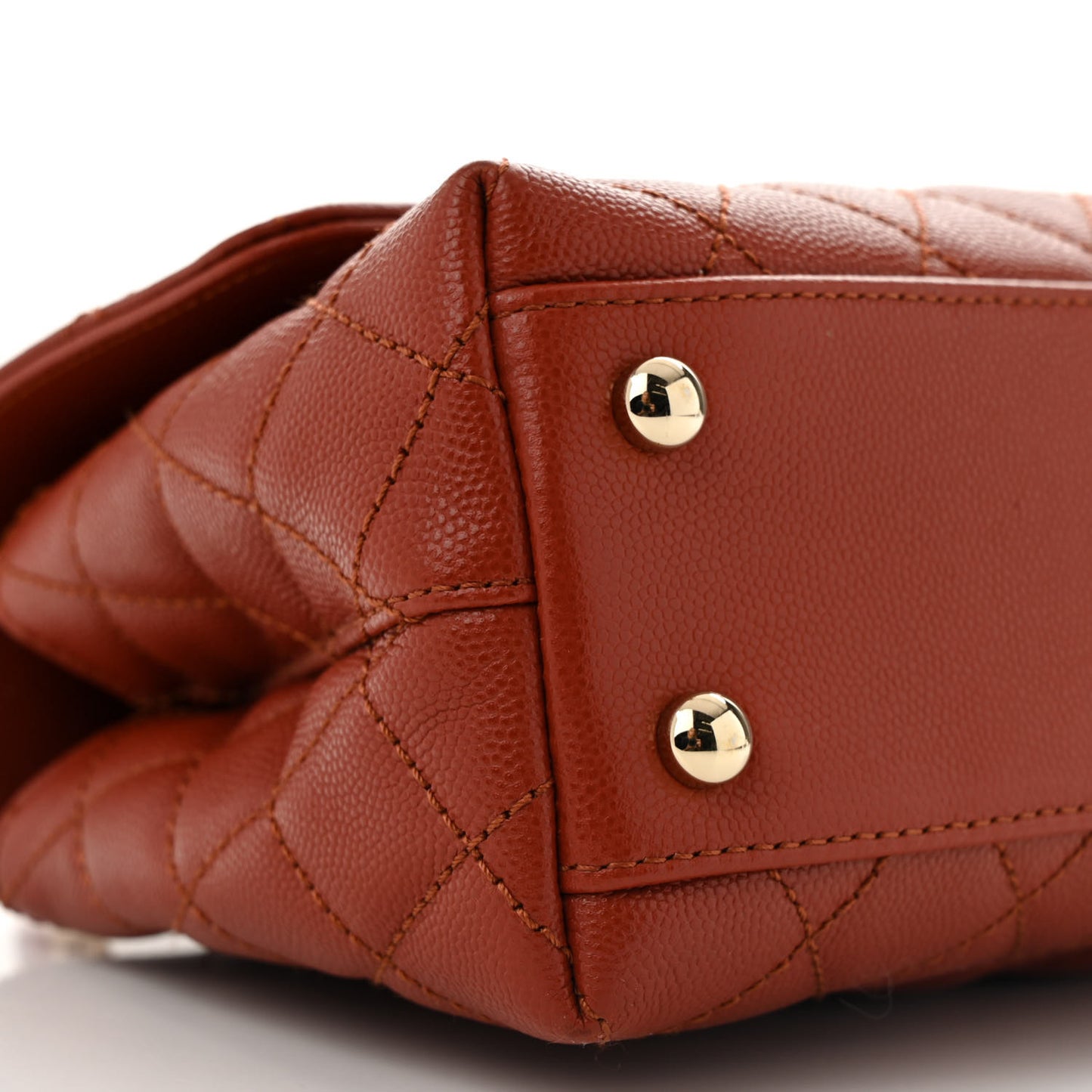 Caviar Quilted Mini Coco Handle Flap Dark Orange