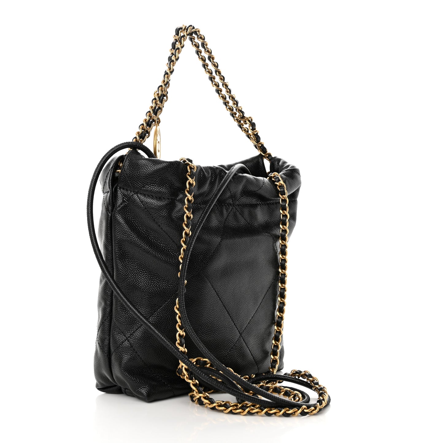 Shiny Caviar Quilted Monochrome Mini Chanel 22 Black