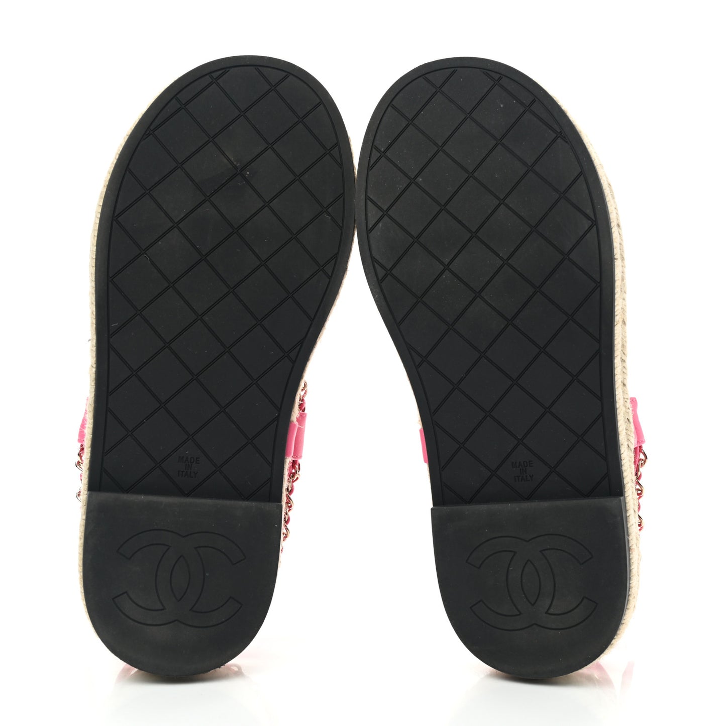 Lambskin Chain CC Thong Espadrille Sandals 36 Pink
