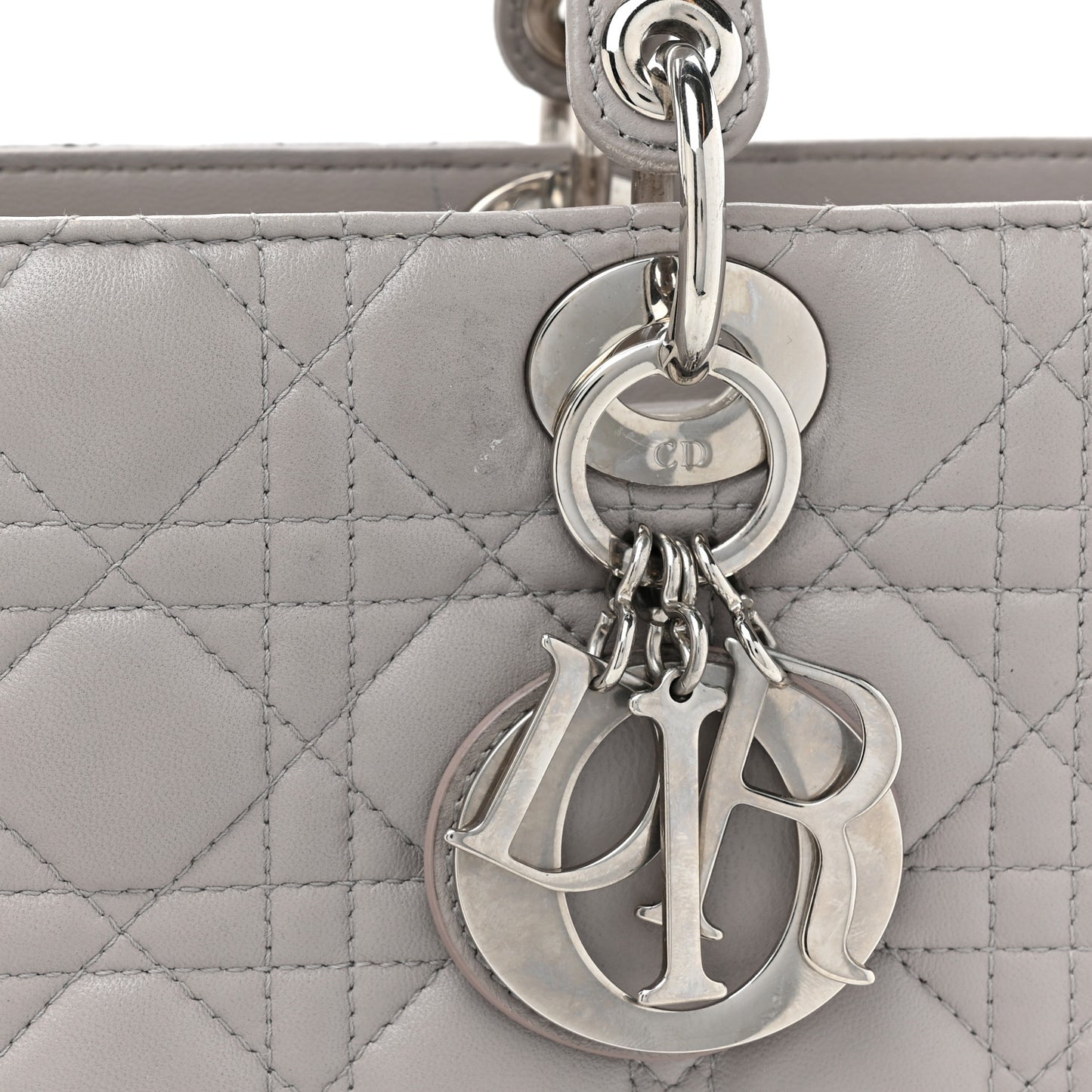 Lambskin Cannage Large Lady Dior Light Grey