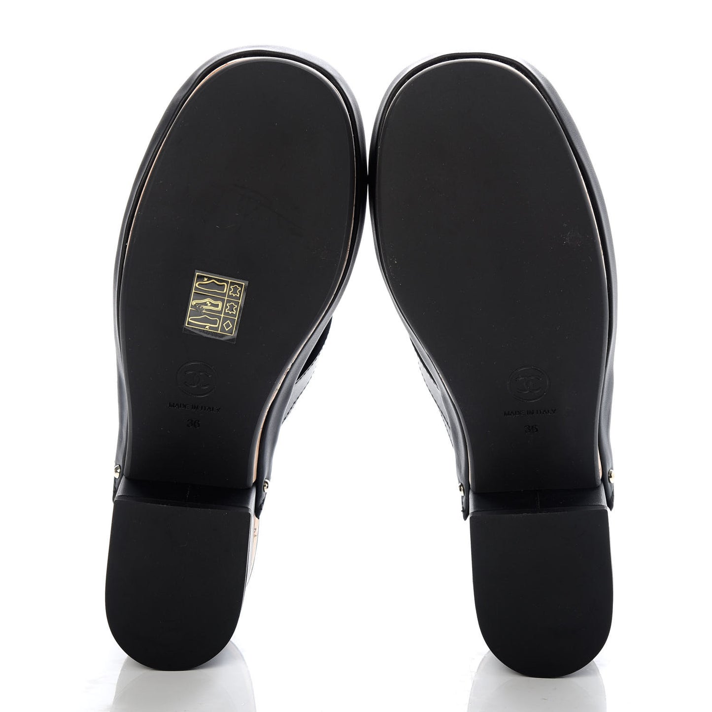 Calfskin CC Turn Lock Clogs 36 Black