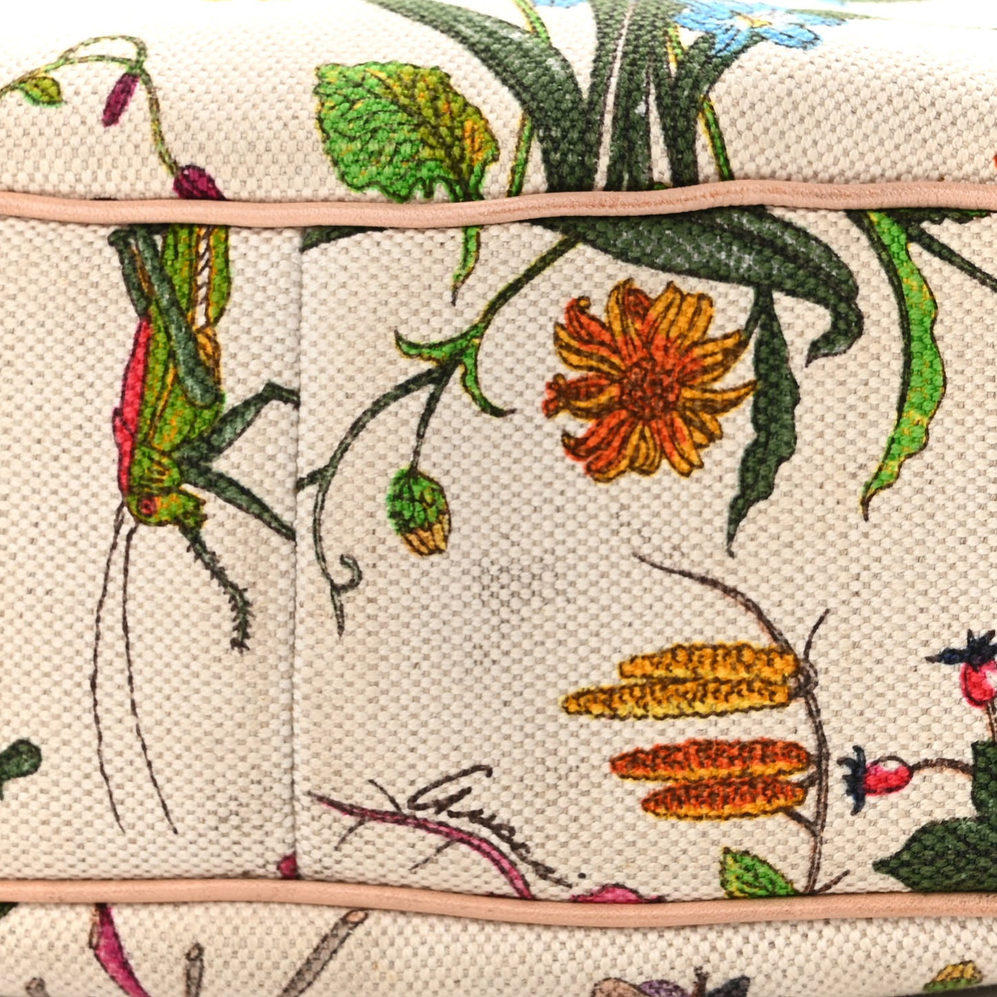 Canvas Floral Flora Bamboo Ring Hobo White