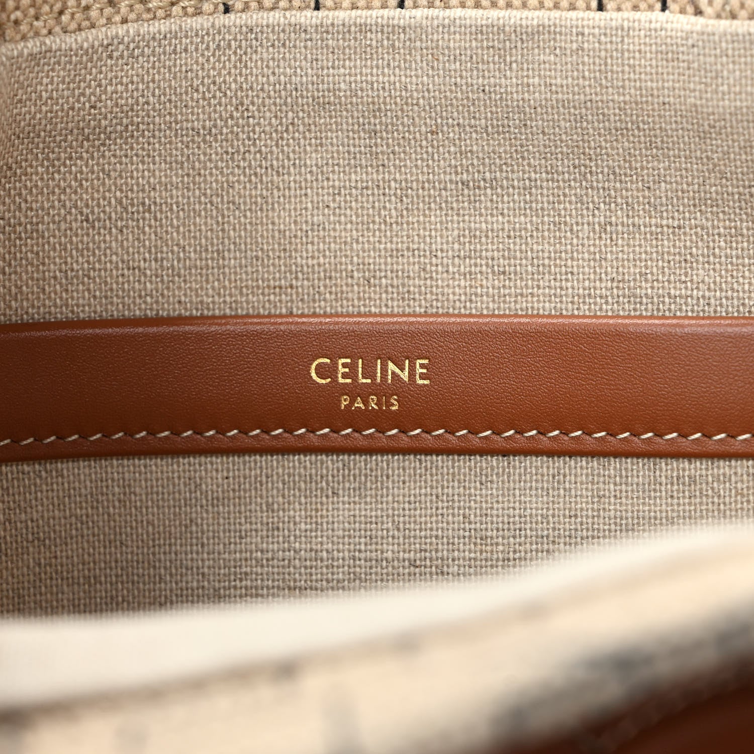 Celine Canvas Calfskin All Over Print Small Cabas Thais Natural Tan 6 of 9