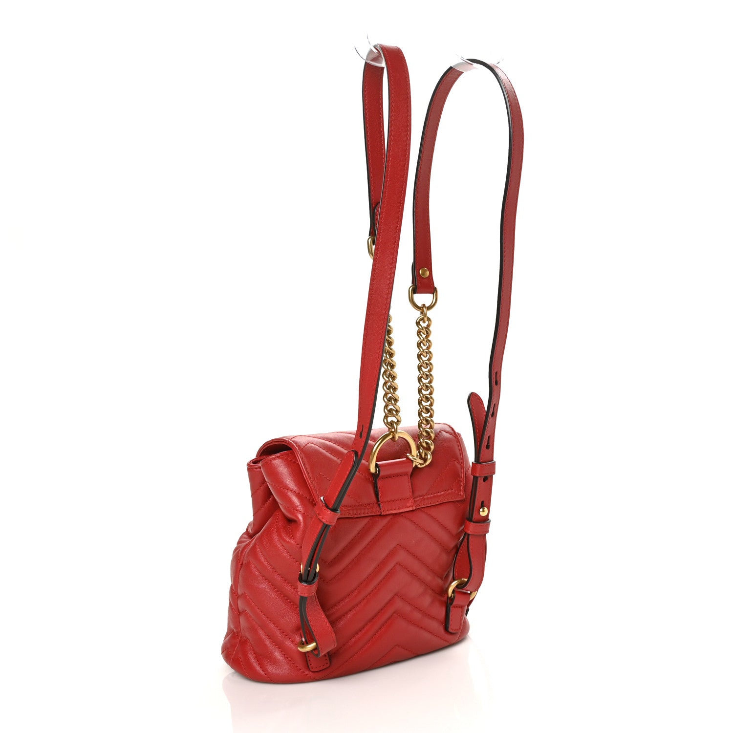 Gucci Calfskin Matelasse GG Marmont Flap Backpack Hibiscus Red 3 of 8