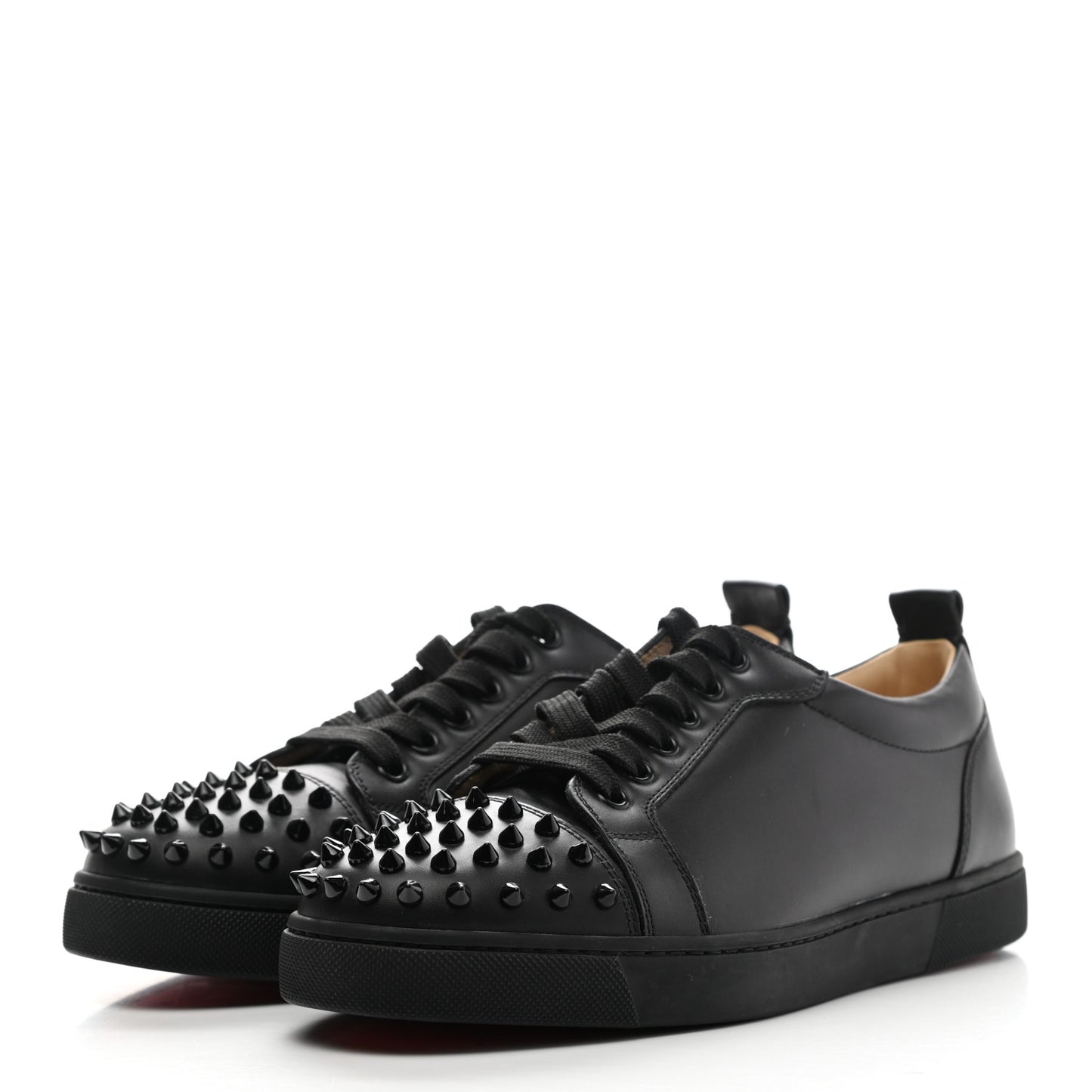 Calfskin Mens Louis Junior Spikes Flat Sneakers 38 Black