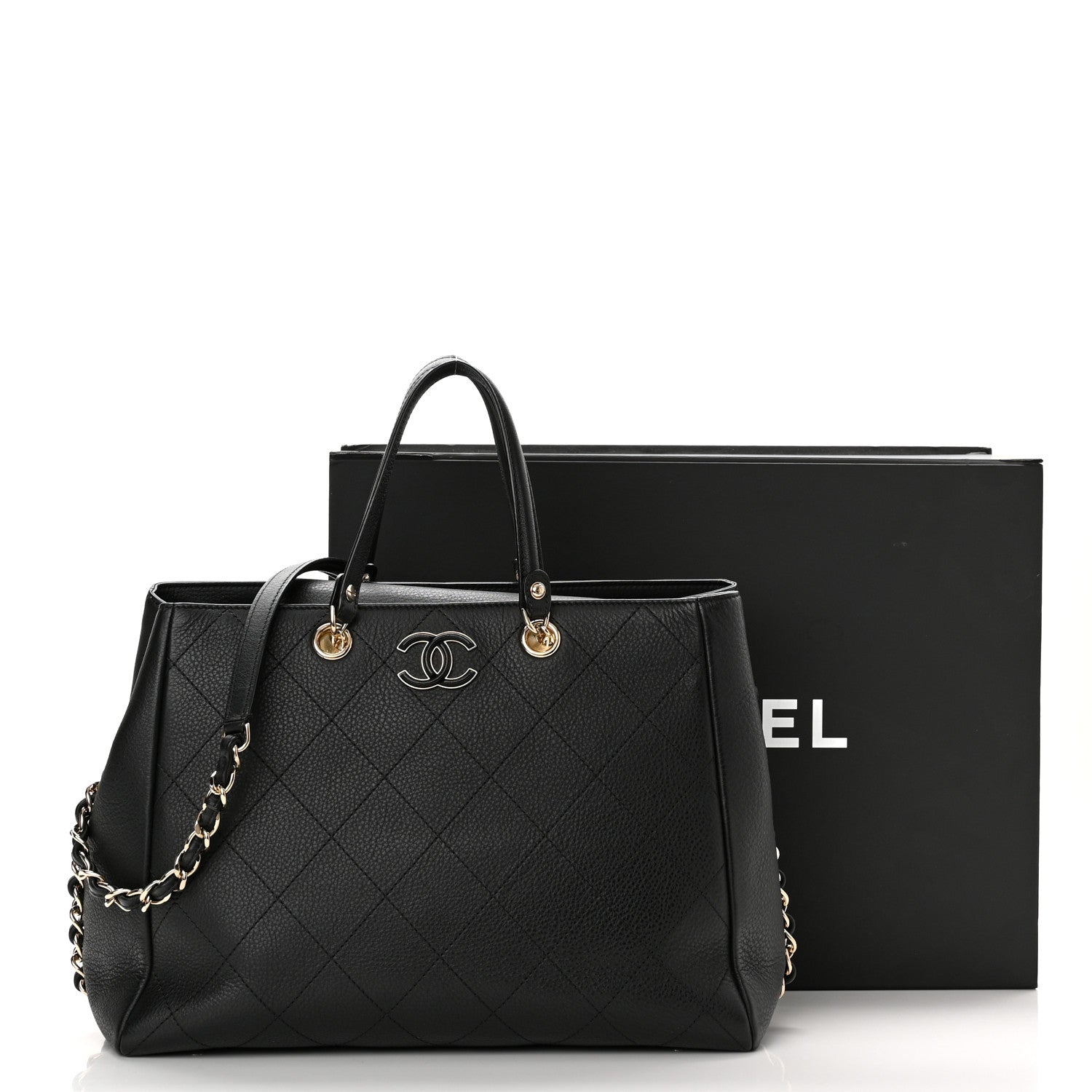 Chanel Bullskin Stitched Medium Shopping Bag Black 11 of 11