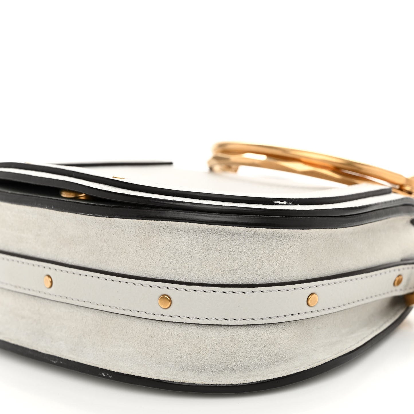 Calfskin Suede Small Nile Bracelet Bag Airy Grey