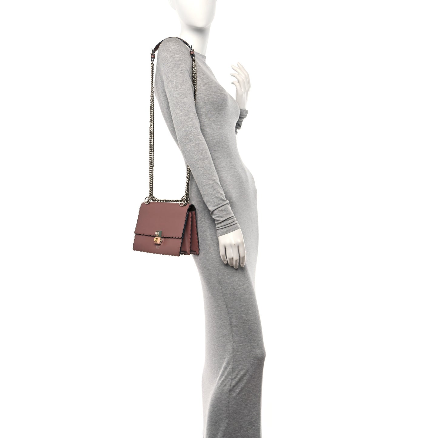 Vitello Liberty Scalloped Studded Small Kan I Shoulder Bag English Rose