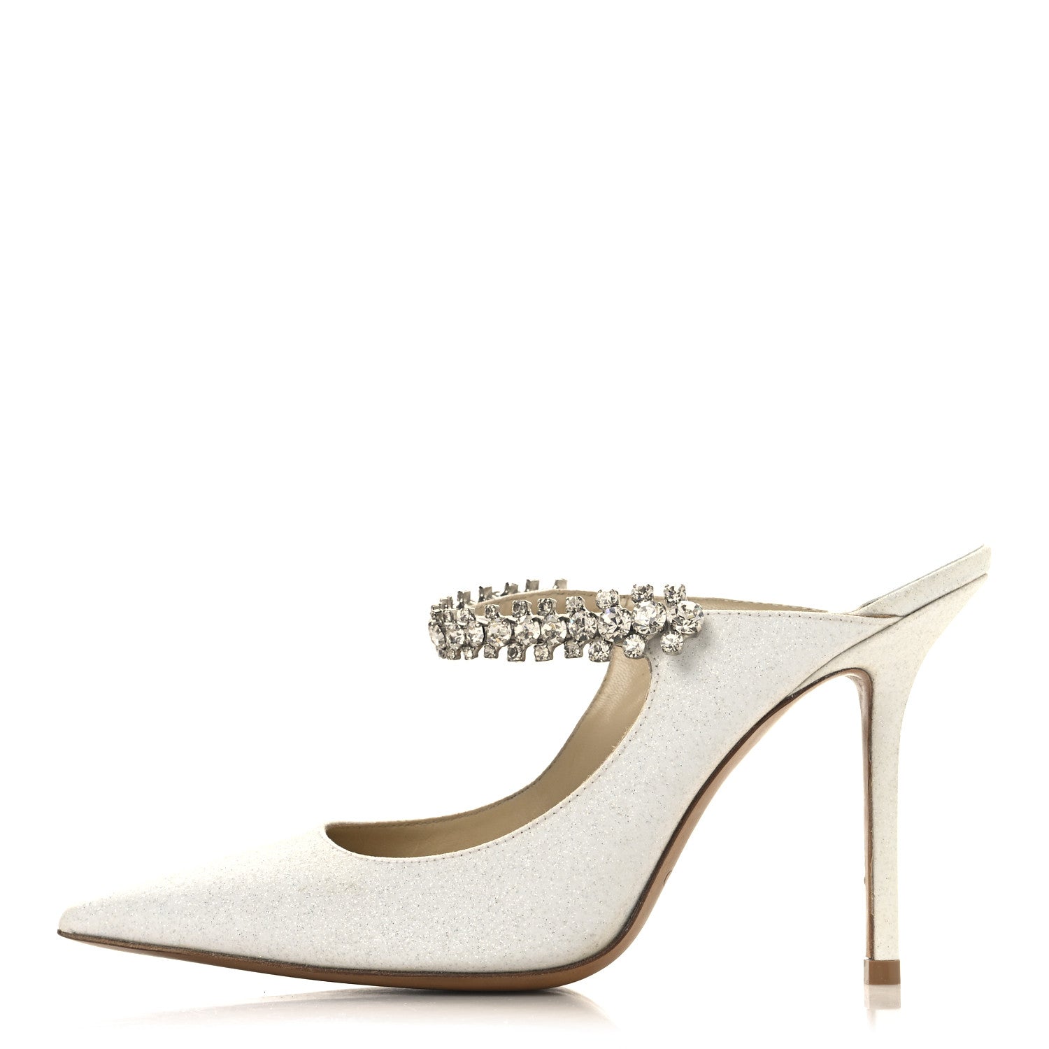 Jimmy Choo Canvas Glitter Crystal Bing 100 Pumps 36 White 1738469