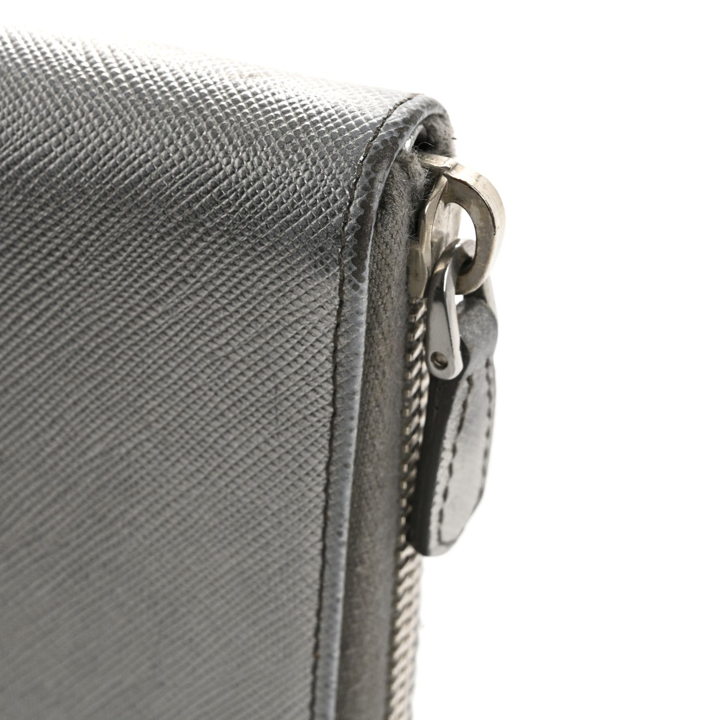 Saffiano Metal Zip Around Wallet Argento