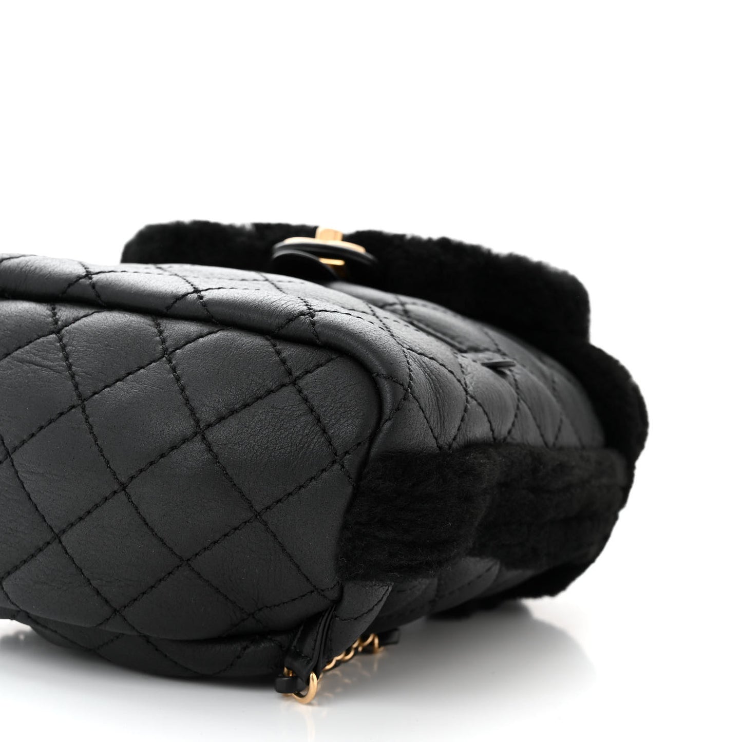 Lambskin Shearling Quilted CC Backpack Black