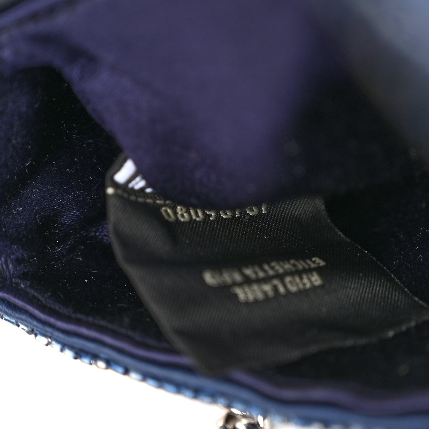 Sequin Paillettes Vitello Grace Striped Mini Baguette Dark Blue Lunai